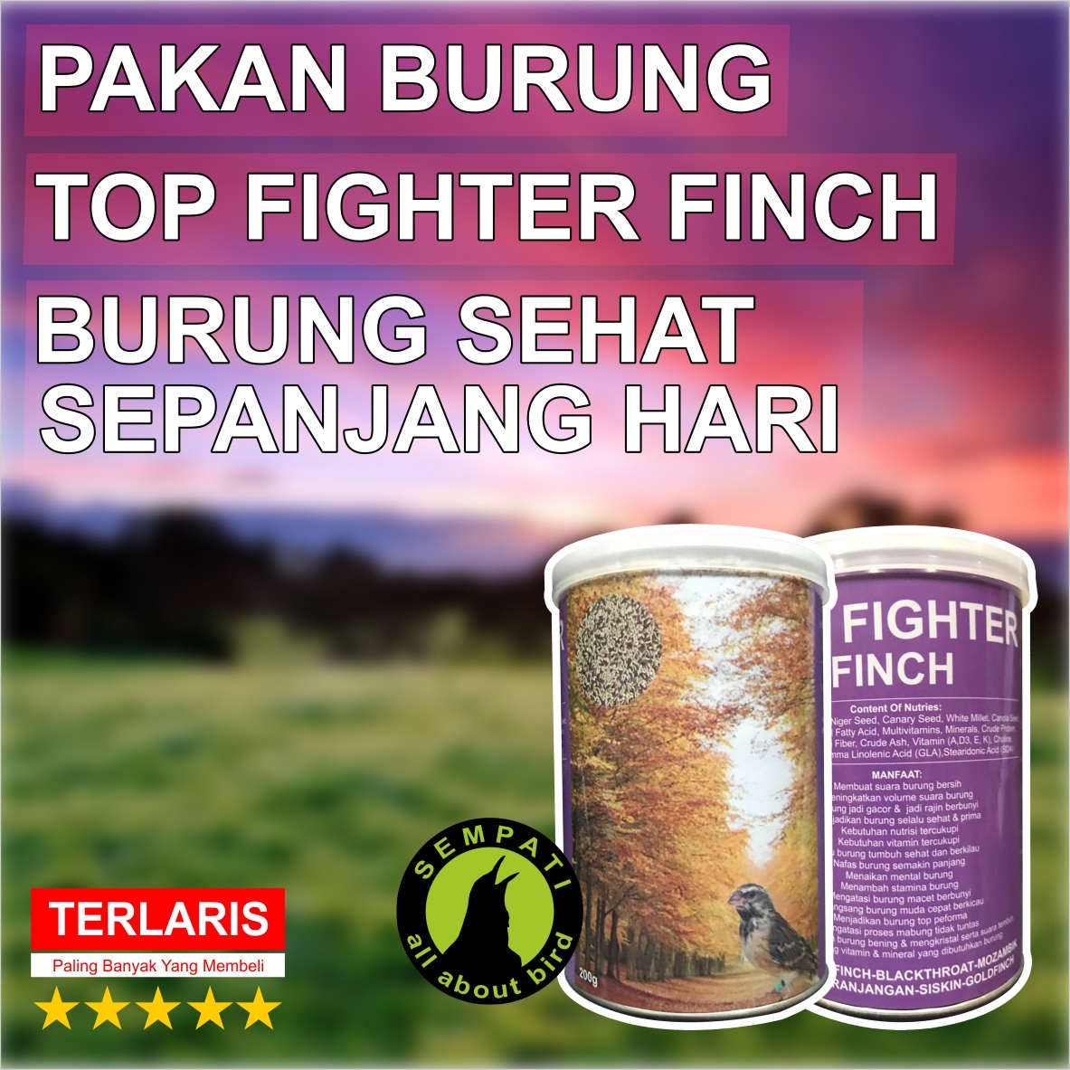 Top Fighter Finch Sempati Pakan Burung Finch Blackthroat Mozambik